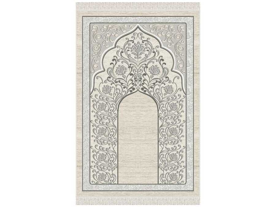 Sarmaşık Velvet Prayer's Rug - Gray - Thumbnail