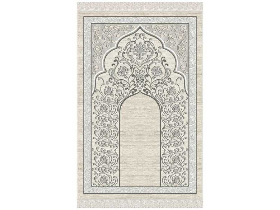 Sarmaşık Velvet Prayer's Rug - Gray - Thumbnail