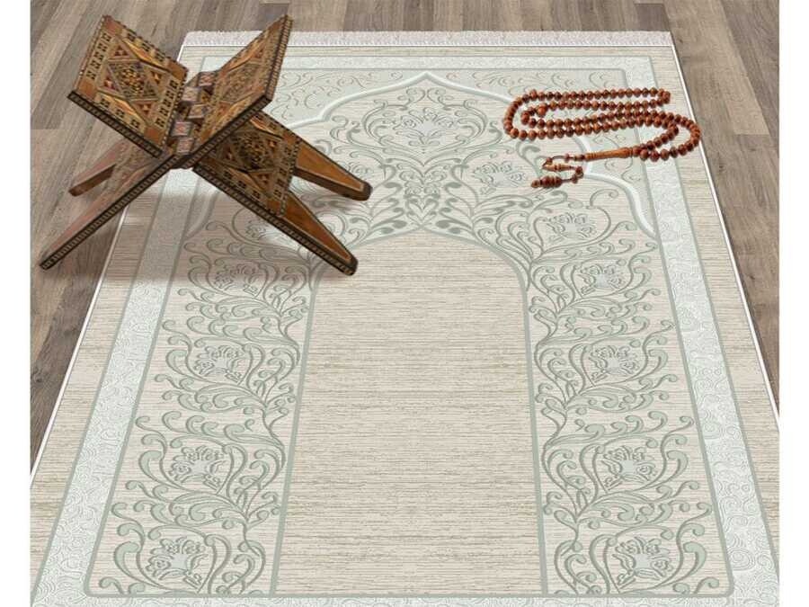 Ivy Velvet Prayer Rug Green - Thumbnail