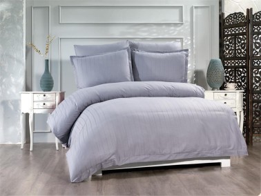 Satin Kinox Double Size Duvet Cover Set, Duvet Cover 200x220, Sheet 240x260, Gray Color - Thumbnail