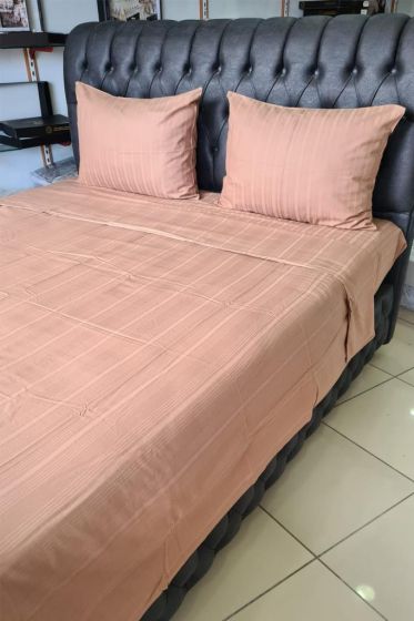 Satin Kinox Duvet Cover Set 4pcs, Duvet Cover 200x220, Bedsheet 240x260 Cotton Fabric, Full Size, Double Size Brown