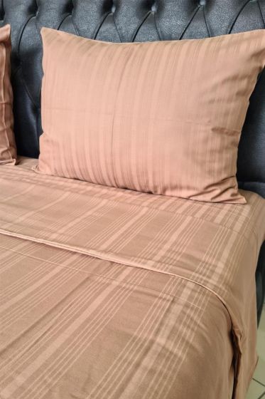 Satin Kinox Duvet Cover Set 4pcs, Duvet Cover 200x220, Bedsheet 240x260 Cotton Fabric, Full Size, Double Size Brown