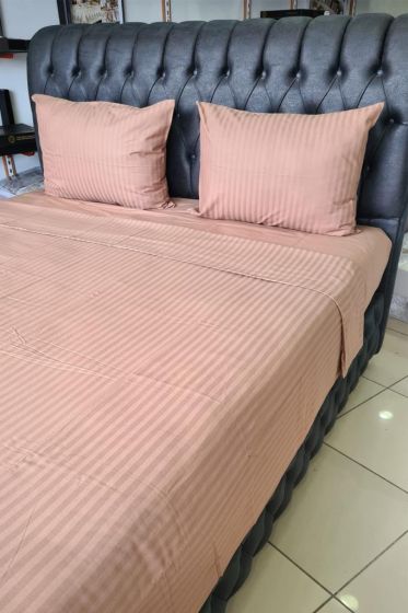 Satin Zarif Duvet Cover Set 4pcs, Duvet Cover 200x220, Bedsheet 240x260 Cotton Fabric, Full Size, Double Size Brown