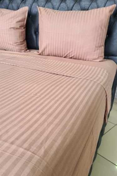 Satin Zarif Duvet Cover Set 4pcs, Duvet Cover 200x220, Bedsheet 240x260 Cotton Fabric, Full Size, Double Size Brown