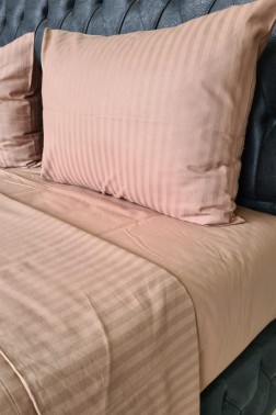 Satin Zarif Duvet Cover Set 4pcs, Duvet Cover 200x220, Bedsheet 240x260 Cotton Fabric, Full Size, Double Size Brown - Thumbnail