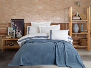 Hobby - Scarlet Double Bedspread Set with Duvet Cover Blue Hobby - Scarlet Double Bedspread Set with Duvet Cover Blue