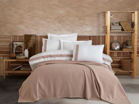 Scarlet Double Bedspread Set with Duvet Cover Brown