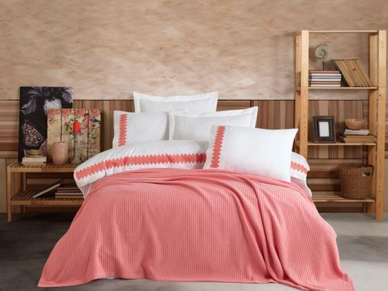 Scarlet Double Bedspread Set with Duvet Cover Powder