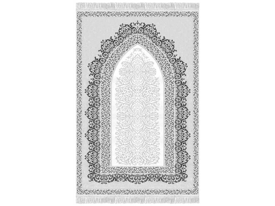 Şehzade Mix Velvet Prayer Rug Gray - Thumbnail