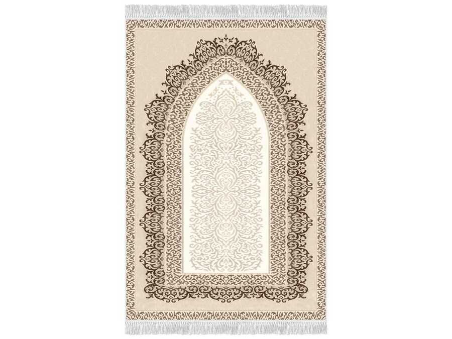 Şehzade Mix Velvet Prayer's Rug - Brown