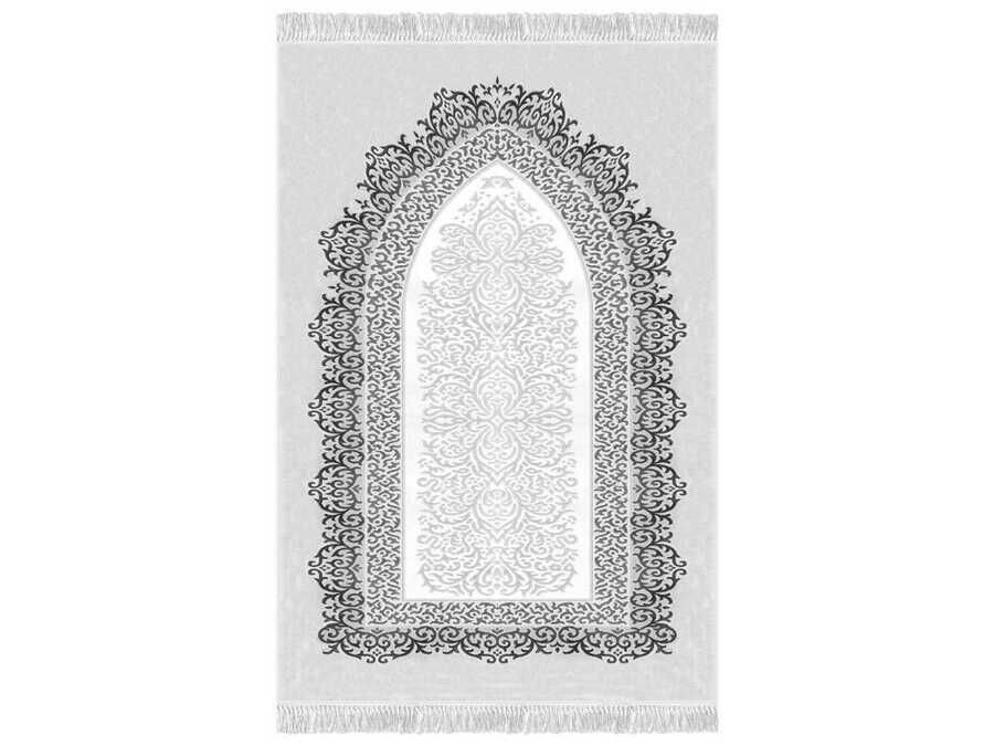 Şehzade Simple Velvet Prayer Rug Gray