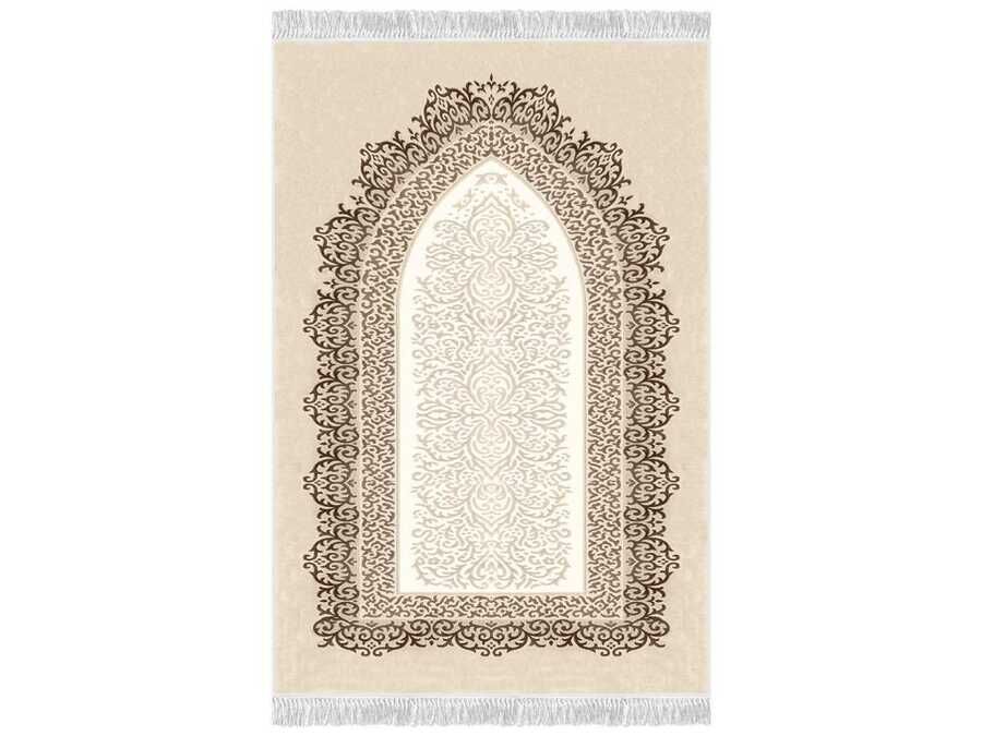 Şehzade Simple Velvet Prayer Rug Brown
