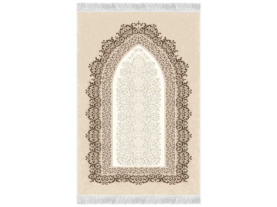 Şehzade Simple Velvet Prayer Rug Brown