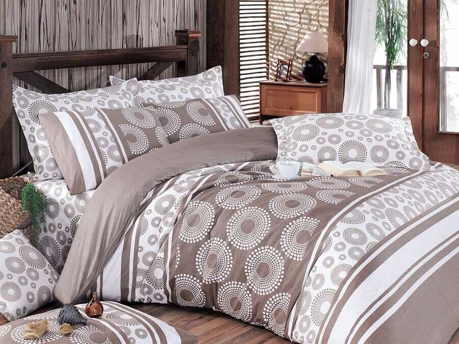  Sema 100% Cotton Double Duvet Cover Set Brown