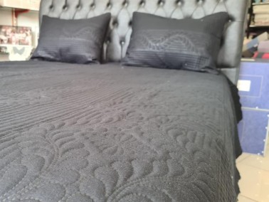 Sena Double Size Bedspread Set, Coverlet 230x250 with Pillowcase Black - Thumbnail