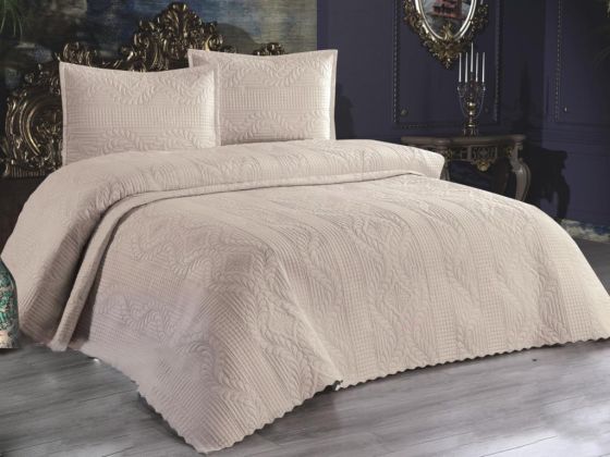 Sena Quilted Bedspread Set Double Size Cappucino