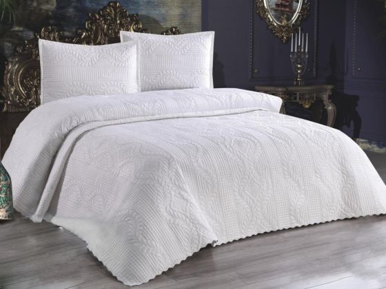 Sena Quilted Bedspread Set Double Size Cream