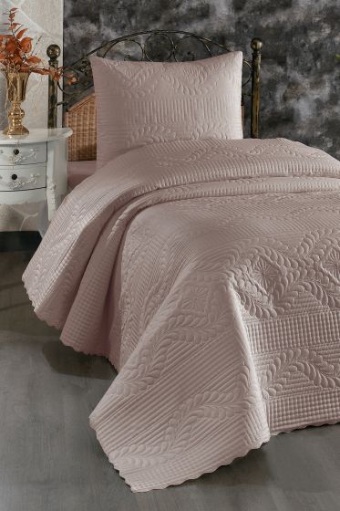 Sena Quilted Bedspread Set 180x230 Single Size Cappucino