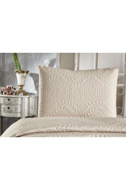 Sena Quilted Coverlet Set 180x230 Pillowcase 50x70 Single Size Light Cappucino - Thumbnail