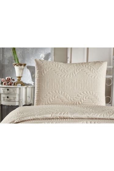 Sena Quilted Coverlet Set 180x230 Pillowcase 50x70 Single Size Light Cappucino