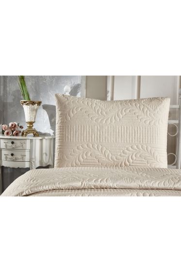 Sena Quilted Coverlet Set 180x230 Pillowcase 50x70 Single Size Light Cappucino