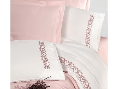 Serena Embroidered Duvet Cover Set Powder - Thumbnail