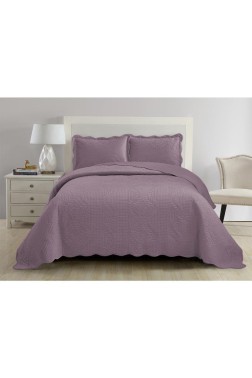 Çeyiz Diyarı - Sevda Micro Soft Bedspread Set, Coverlet 250x240 cm with Pillowcase, Full Size, Full Bed, Plum Çeyiz Diyarı - Sevda Micro Soft Bedspread Set, Coverlet 250x240 cm with Pillowcase, Full Size, Full Bed, Plum