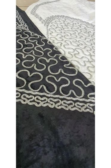 Sevda Velvet Prayer Rug Set 70x120 cm Black Silver