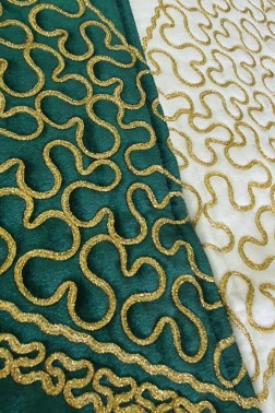 Sevda Velvet Prayer Rug Set 70x120 cm Green Gold - Thumbnail