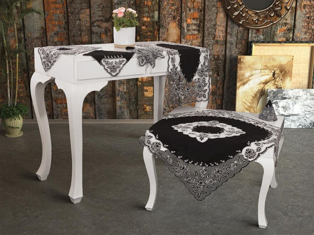 Dowry World - Seven Embroidery Living Room Set 16 Pieces - Black Dowry World - Seven Embroidery Living Room Set 16 Pieces - Black