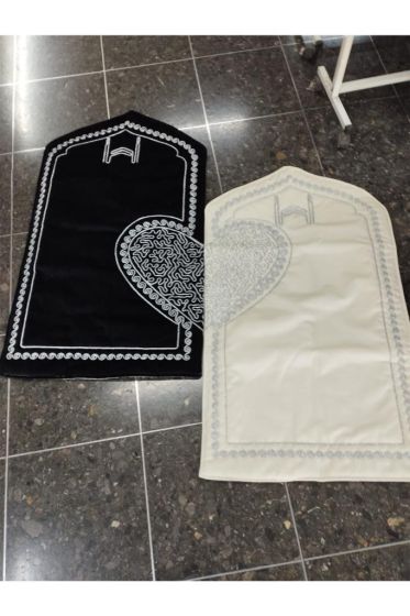 Sevgi Velvet Prayer Rug Set 70x120 cm Silver