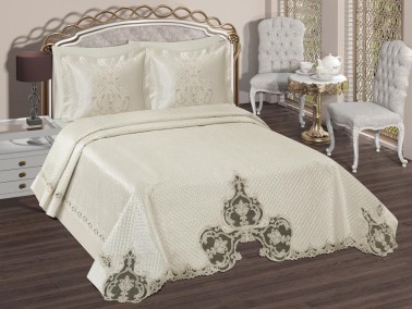 Çeyiz Diyarı - Sevilla Quilted Double Bedspread Set Cream Çeyiz Diyarı - Sevilla Quilted Double Bedspread Set Cream