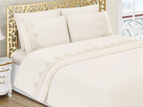 Şevval French Guipure Dowry Duvet Cover Set Cream