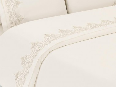 Şevval French Guipure Dowry Duvet Cover Set Cream - Thumbnail