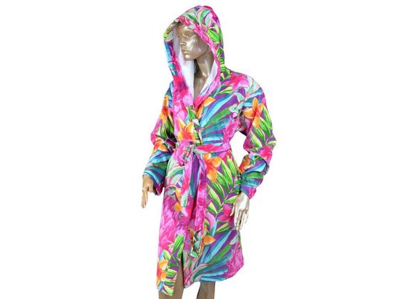 Seychel Tropical Velvet Hooded Bathrobe L