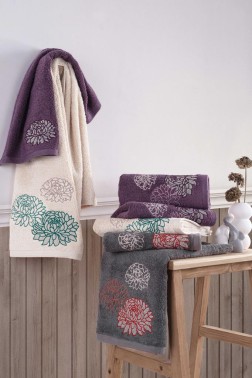 Çeyiz Diyarı - Siena Embroidered 6 pcs in Set Bamboo Hand and Face Towel 50x90 Cm Çeyiz Diyarı - Siena Embroidered 6 pcs in Set Bamboo Hand and Face Towel 50x90 Cm
