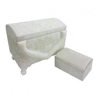 Dowry World - Sıla Velvet Double Dowry Chest Cream Dowry World - Sıla Velvet Double Dowry Chest Cream