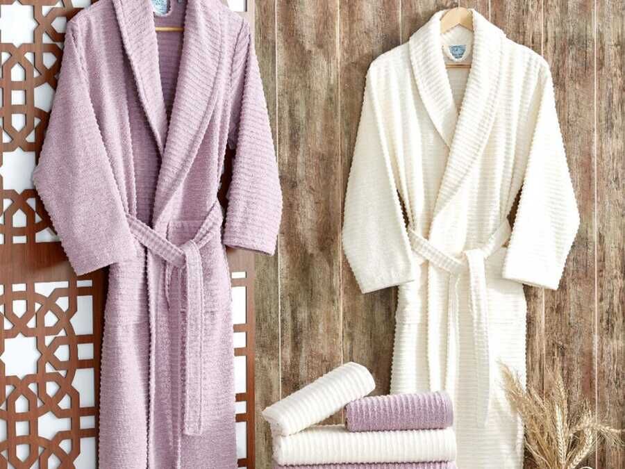 Sıla Lux Family Bathrobe Set Pink White