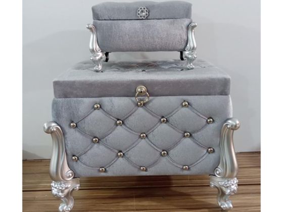 Silvana Quilted Square 2 Pack Dowry Chest Light Gray