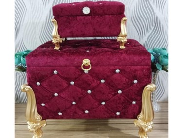 Silvana Quilted Square 2 Pack Dowry Chest Burgundy - Thumbnail