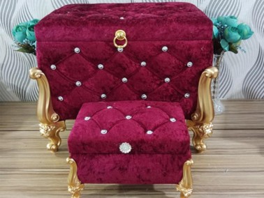 Silvana Quilted Square 2 Pack Dowry Chest Burgundy - Thumbnail