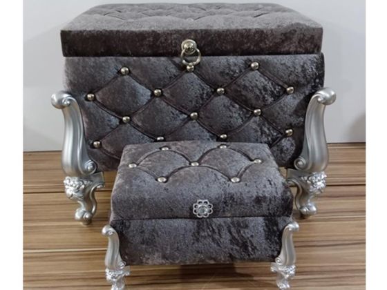 Silvana Quilted Square 2 Pack Dowry Chest Gray