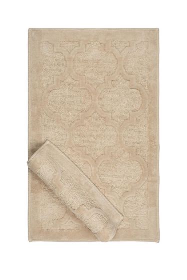 Silvia Bath Mat Set 2 pcs, 60 x 100, 50 x 60, %100 Cotton Fabric Beige