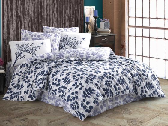 Silvia Double Ranforce Duvet Cover Set Navy Blue