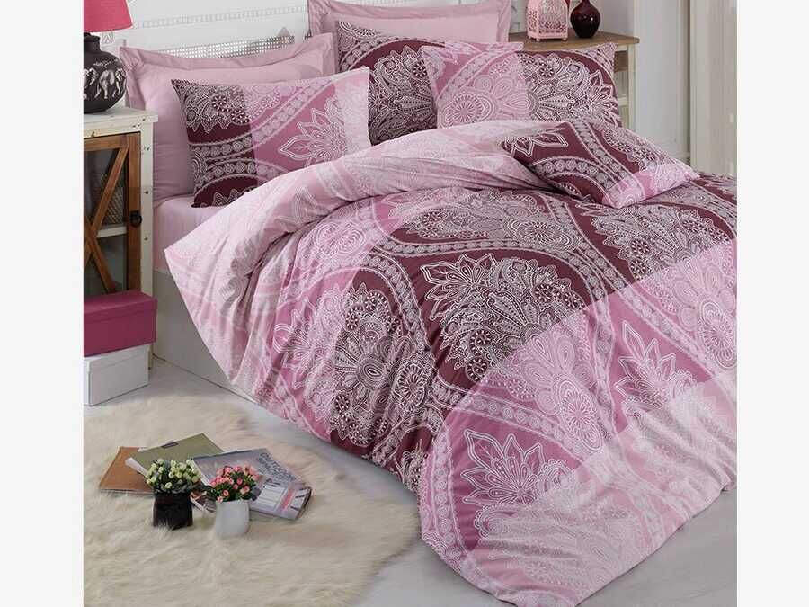  Simay 100% Cotton Double Duvet Cover Set Pink