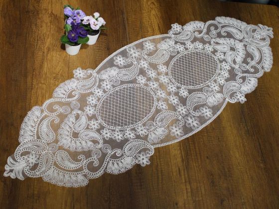 Simona Tulip Patterned Oval Runner Cream