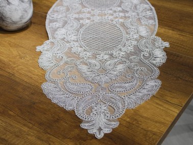 Simona Tulip Patterned Oval Runner Silver - Thumbnail