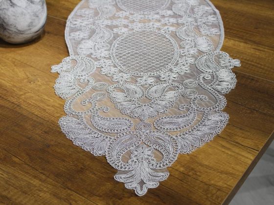 Simona Tulip Patterned Oval Runner Silver