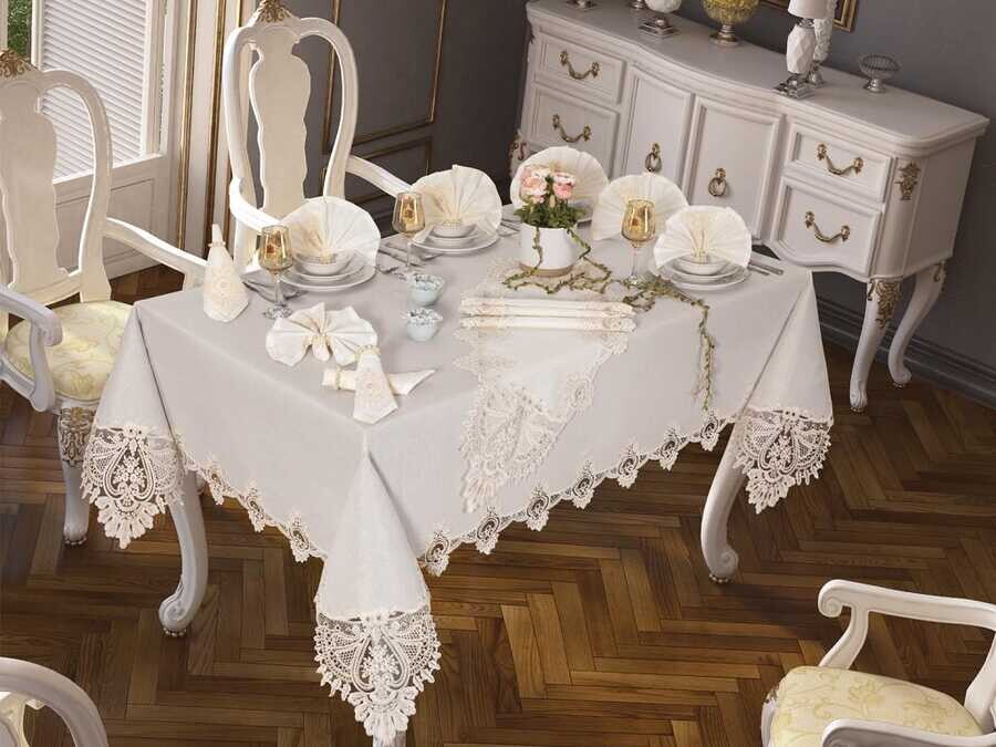 Smile Table Cloth 160x260 Cm 26 Pieces Cream - Thumbnail