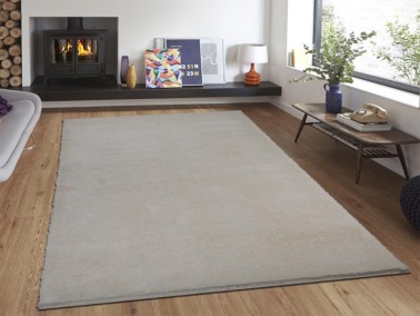 Soft Plain Carpet/Rug Rectangle 150x230 cm Cream - Thumbnail